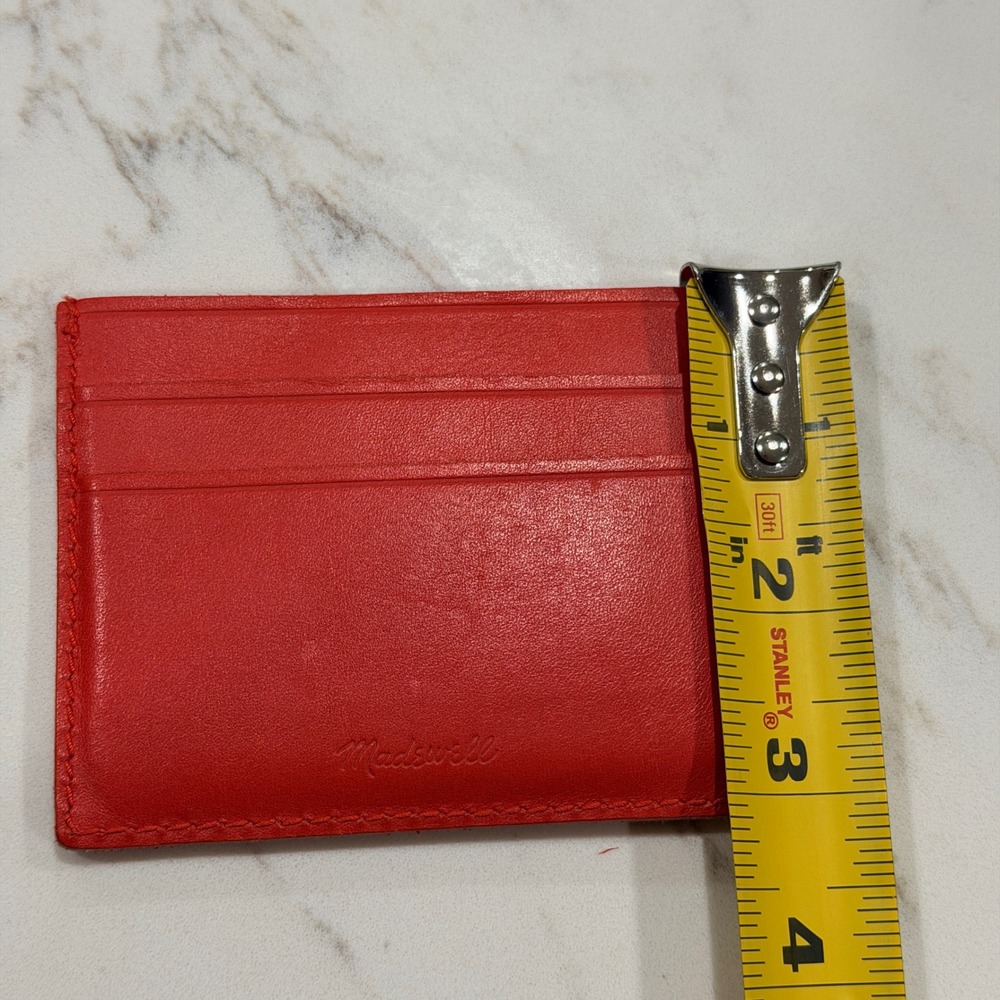Madewell Orange Red Leather Card Case Wallet Slim Minimalist Unisex Cardholder - Picture 5 of 5